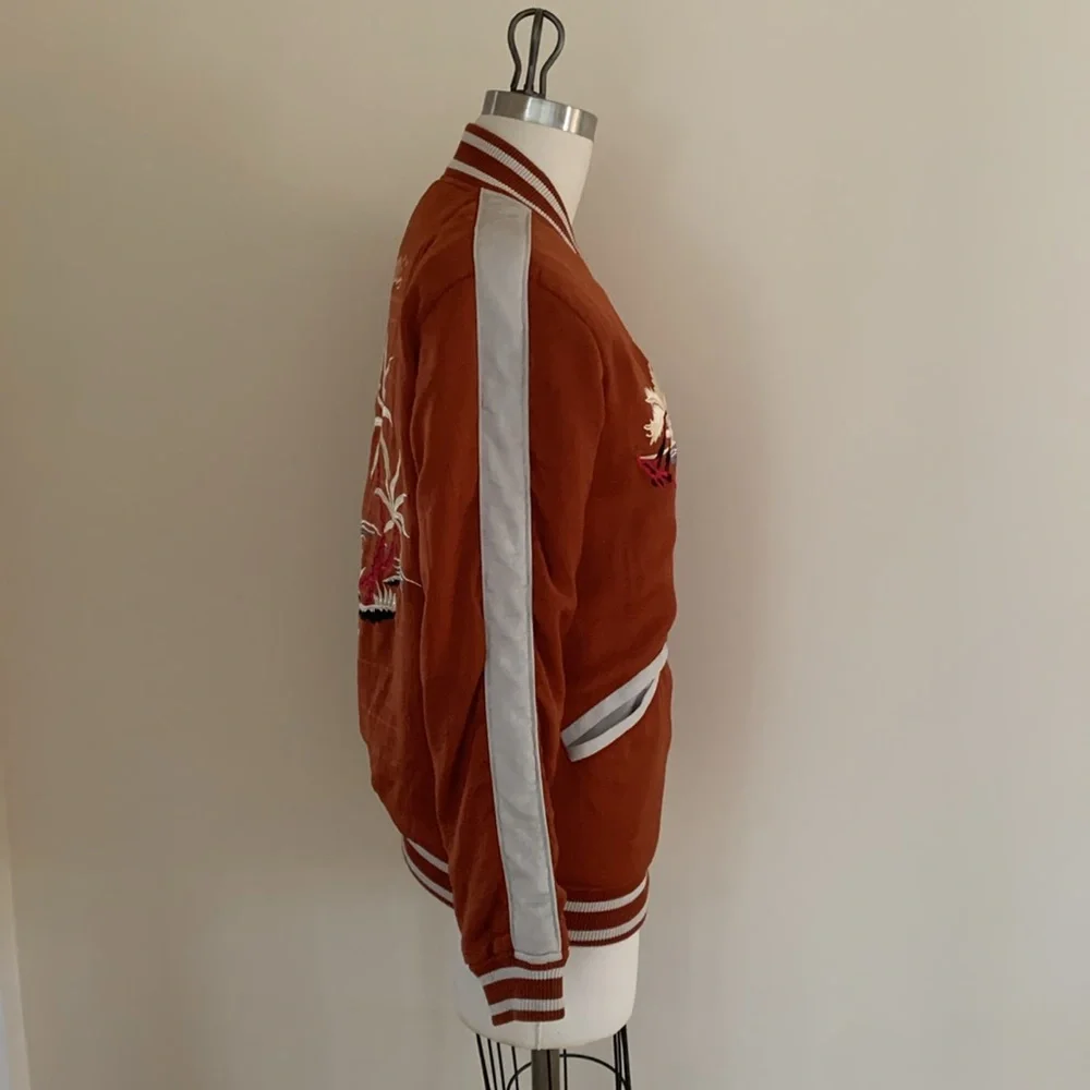 Capulet Womens Hawaii Mai Tai Bomber Jacket Orange And Cream Size Small - Picture 4 of 5
